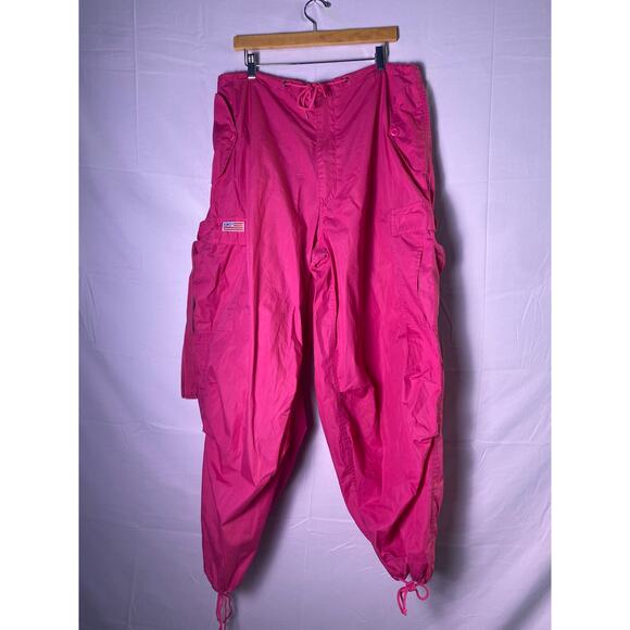 90s Y2K UFO Pink Parachute Rave Pants Women's Size Large - Picture 1 of 3